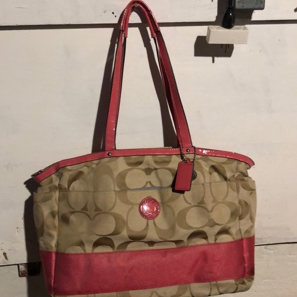 Coach pink tan baby diaper bag - Picture 1 of 6